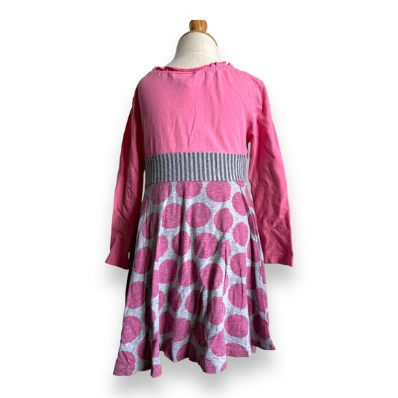 Naartjie Girls Dress Sz 3 Whimsical Sparkle Pink Gray Polka Dots Long Sleeve - Picture 4 of 9
